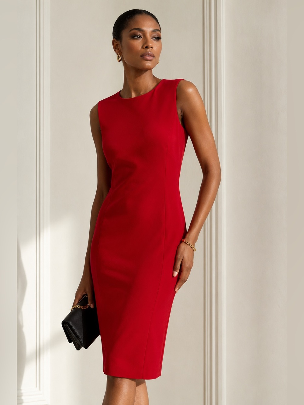 Lauren Ralph Lauren Women's Red Sleeveless Midi Dress Size 8 Like New